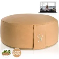 BACKLAxx® Meditationskissen rund 35 cm XL – Yoga Kissen mit formstabiler Buchweizenfüllung, für Meditation & Entspannung – Sitzkissen