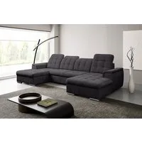 WERK2 Wohnlandschaft Napoli zeitlos, elegant, bequem, Breite 330cm, U-Form, verstellbare Kopfteile, mit Schlaffunktion und Bettkasten