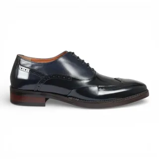 Justin Reess Herren-Brogue-Schuhe aus schwarzem Lackleder - Harry