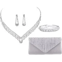Cachito Schmuckset Hochzeits- und Abendessen-Schmuck-Set, Halskette, Armband und Handtasche