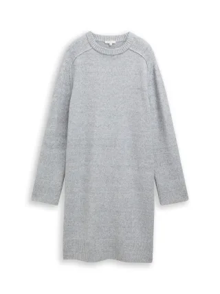 Tom Tailor - Strickkleid in Melange-Optik medium silver grey melange - Gr. - 42