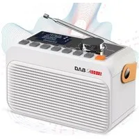Greadio D10 Tragbares DAB/DAB+ & FM Radio, mit Bluetooth 5.0 Radio (Digitalradio (DAB/DAB), FM-Tuner, 6 W, 80 Senderspeichern, TF/USB & LED-Display, Weiß)