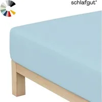 Schlafgut Spannbettlaken Basic Cotton Bettlaken, 160 g/m², 100% Baumwolle, Spannbetttuch, Jersey, Gummizug: rundum, (1 Stück), Spannbettlaken bis 20 cm Matratzenhöhe, bügelfrei und pflegeleicht
