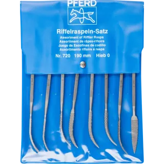 PFERD TOOLS Präzisions-Riffelfeilen-Set Typ 720 P 190mm Schweizer Hieb 0, grob - 12707202