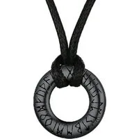 RAIKOU Lederband Männer Kette / Ohring mit Runen Anhänger Edelstahl Mobius Rund, Wikinger Schmuck
