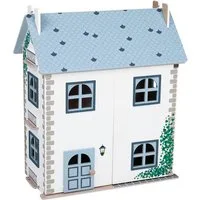 Playtive Puppenhaus PLAYTIVE Holz Puppenhaus Cabinet 3 Etagen blau Spielzeug, aus Holz, 3 Etagen, aufklappbare Türen, 2 Treppen, abnehmbares Dach