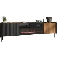 Compleo TV-Schrank zweitürig mit Elektrische Kamin COMO, Realistische LED-Flamme Modern Wohnzimmer