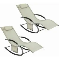 SoBuy Gartenliege OGS28x2, Schaukelstuhl Schaukelliege Strandliege Gartenmöbel, 2 st, Sonnenliege 2 Personen Liegestuhl Gartenliege wetterfest,Outdoor