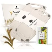 Exitoso Schneidebrett aus PP-Material & Weizenstroh spülmaschinenfest mit Saftrille, Polypropylen (PP), (2-St), Brotzeitbrett Frühstücksbrettchen Brot Obst Steak rutschfest