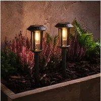 Lights4fun LED Gartenleuchte 2er Set "Syon" Solar-Wegeleuchten im Laternenstil