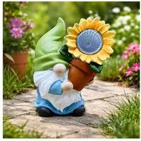 HTI-Living Gartenfigur Solar-Gartenfigur Zwerg mit Blume, (Stück, 1 St., 1 Solar-Gartenfigur)
