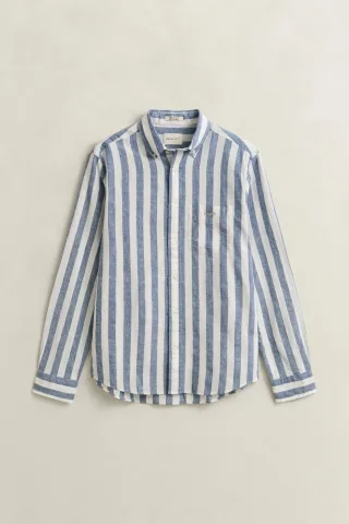 GANT - Gestreiftes Hemd aus Leinenmix vintage blue - Gr. - XL