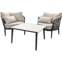 osoltus Garten-Essgruppe osoltus Vienna Lounge Gartenmöbel 2 Sessel und 1 Tisch Anthrazit
