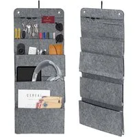 BlingBin Hängeaufbewahrung 2 Stück Hängeorganizer Aufbewahrungstaschen aus Filz, Klappbar (2er Set, 2 St., 2tlg Organizer zum Hängen 6 Fächer 3 Haken), Wand Organizer Große Kapazität Hängend Tasche für Türen, Flure, Büro