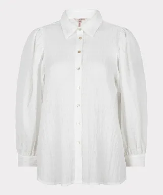Esqualo - Bluse Basic aus Seersucker weiß - Gr. - 38