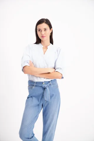 signe nature - Bluse blau/weiß - Gr. - 40