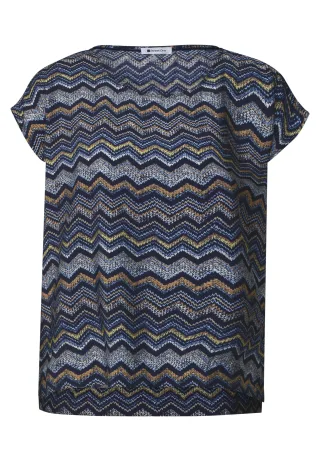 Street One - Dropped Shoulder Blusenshirt mit Rundhals - Gr. - 38