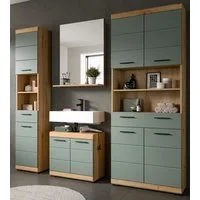 Inn.Furn Badmöbel-Set Shawn, (Badezimmer in Salbei grün und Artisan Eiche, 4-teilig, 200 x 191 cm), mit viel Stauraum