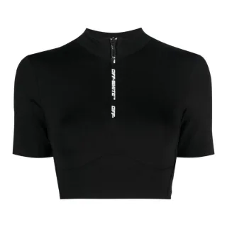 Off-white - Crop-t-shirt Mit Reißverschluss Und Logo In Schwarz