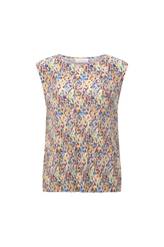 Rich & Royal - Printed Crinkle Top ruby glow - Gr. - M