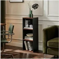 en.casa Bücherregal, »Trond« mit 3 offenen Fächern 80 x 30 x 23 cm Schwarz/Walnussoptik