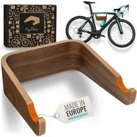 madeco Fahrradwandhalterung FlyBike Fahrrad Wandhalterung Holz - Design Fahrradhalter für Wohnung (mit Fischer Dübeln und Wollfilz Rahmenschutz), für Rennrad, Gravelbike, Mountainbike, Fixie
