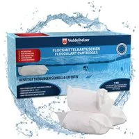 Veddelholzer Poolpflege 1kg Flockmittel Pool Kartuschen 8 x 125g für Filteranlagen Sand & Glas, (Pool Zubehör für klares Wasser, 1Kg, Poolklar, Poolpflege, effektiv gegen trübes Wasser), Pool Flockungsmittel als Poolreiniger