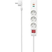 Hama Steckdosenleiste, 3-fach, USB-C/A 18W, PD/QC™, Flachst., 1,4 m Steckdosenleiste 5-fach (Ein- / Ausschalter, USB-Anschlüsse, Schutzkontaktkupplung, Schutzkontaktstecker, Kabellänge 1,4 m), 1 x USB-A, 1 x USB-C