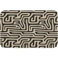 OnlyWow Badematte Grafik - Linien - Schwarz, Höhe 10 mm, Polyester, Rechteckig, Badezimmerteppich, Badteppich, Rutschfest, Badvorleger, Waschbar