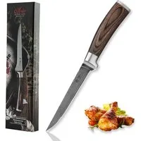 Wakoli Ausbeinmesser EDIB Damast Ausbeinmesser I Kochmesser Küchenmesser I 14,5cm Klinge, Aus 67 Lagen Damaststahl, VG10 Kern, Pakkaholzgriff, inkl. Geschenkbox