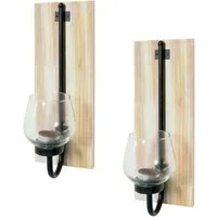 HTI-Line Teelichthalter Wandkerzenhalter 2er Set Viola (Stück, 2 St., 2x Wandkerzenhalter (ohne Kerzen), Wanddekoration Teelichthalter