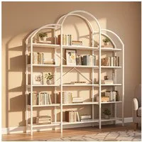STILVORA Bücherregal Weiß 170 x 26 x 190 cm Bücherschrank Metallregal Wohnzimmer für Bücher, mit 5 Schichten,Weiß, stabile Stahlrohr-MDF-Konstruktion, Wolkenform-Design. 1-tlg.