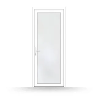 Nebeneingangstür 88 x 198 cm, Kunststoff, 880 x 1980 mm, DIN links nach innen öffnend, Weiß, Modell Osnabrück, individuell nach Maß