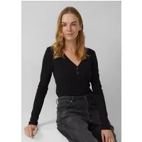 s.Oliver Langarmshirt T-Shirt Geripptes Longsleeve mit Henleyausschnitt