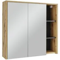 Vicco Badezimmerspiegelschrank Viola, Artisan/Grau, 80 x 75 cm mit offenen Regalen (1-St)