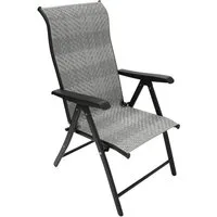 DEGAMO Gartensessel ANTIBES, Metall + Polrattan grau, faltbar, 7-fach verstellbar