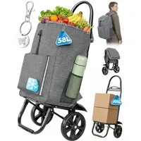 HOMECALL Einkaufstrolley klappbar Einkaufswagen 4-in-1 Utility Trolley Mit Kühltasche-58L, Einkaufswagen, Rucksack & Tragetasche in einem