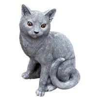 Stone and Style Gartenfigur Frostfeste Steinfigur Katze sitzend lebensgroß