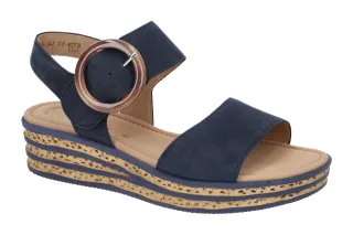 Gabor 84.550 - Damen Sandalette Riemchen Blau Marine Keilabsatz flexibel