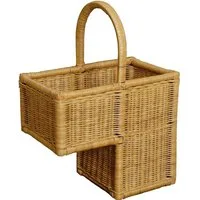 Krines Home Treppenkorb Korb mit Griff für Treppe Stufenkorb Treppenkorb aus Rattan geflochten, Handarbeit Tragekorb