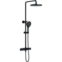 Bernstein Duschsystem 8221 PRO, Duschsäule Thermostat Schwarz - Inkl. Handbrause & Regenduschkopf