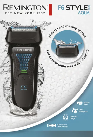 Remington Elektrorasierer "F6000 Style Wasserdichtes Rasiersystem" 1 Stk. Aufsätze Langhaartrimmer Nass & Trockenrasur, 100 % wasserdicht, mit 3-Tage-Bart Styler