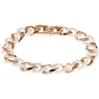 Karisma Schmuck Armband Edelstahlarmband Frauen Panzer Rosé Gold Edelstahl Armband, - Schwarze Keramik Glieder - Hoch Poliert Breite 12mm - BA1060-3