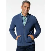 Walbusch Strickjacke Herren Strickjacke aus Baumwolle im Strukturmix mit Zip College-Kragen Cardigan, pflegeleicht, 2 Eingrifftaschen, weicher Griff