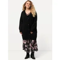 Ulla Popken Strickjacke Strickjacke Boxy Knöpfe V-Ausschnitt Feinstrick