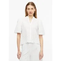 s.Oliver Kurzarmbluse Bluse Bluse mit Lochstickerei und Ballonärmeln