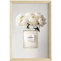 JUSTGOODMOOD Poster Premium ® Coco Chanel Poster · Coco Creme Parfüm Flacon · ohne Rahmen, (1 St)