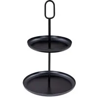 Levandeo® Etagere, Etagere 2 Ebenen H34cm Metall Schwarz Servierplatte Kuchenplatte
