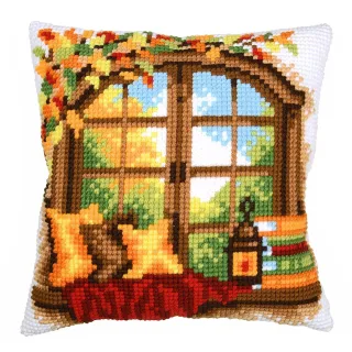 Kreuzstichkissen "Blick in den Herbst"