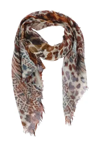signe nature - Schal mit Animal-Print braun - Gr. - OS